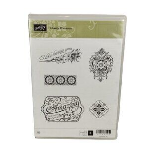 Stampin Up Lovely Romance 5 Piece Unmounted Retired Cling Stamp Set